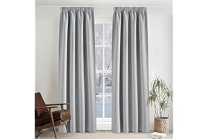 PONY DANCE Cortinas Salon Opacas 2 Piezas,Cortinas Blackout Termicas Aislantes con Fruncida y Bolsillo para Dormotorio,140x245cm,Gris Claro