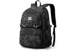 Amythe Sac à Dos pour Garçons Adolescent, Cartable College Etanche, Sac à Dos Loisir Pc Portable de 15.6 pouces, Sacs D'école Primaire à la Mode pour L'école et Les Voyages -Noir