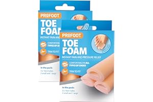 Profoot Zehenschaum – Schutz für Hühneraugen und Ballenzehen, weiche Schaumstoff-Zehenschläuche zur Linderung von Schmerzen durch Druck und Reibung, 2er-Pack (6 Röhrchen) – 3 Röhrchen – 2 kleine und 1