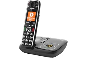 Gigaset E720A - Schnurloses Premium Senioren DECT-Telefon mit Anrufbeantworter - sprechende Wähltasten - Nummernansage & Namensansage - Anrufübertragung per Bluetooth, schwarz [Deutsche Version]