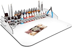 SILU Paint Station Vallejo with Large Work Table, Organizer Paints, Model Making, Miniature Brushes, Tools, for Painting Miniatures, Warhammer, Warhammer 40K, Models