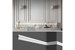 CREATE LUXURY GRAND DECOR Cornici boiserie per parete, 12 metri, in duropolimero bianco robusto (meglio del polistirolo e gesso), da applicare a muro, 12 pezzi da 1 metro (HCR517 (cornici 12pz)