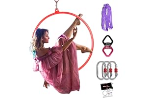 PRIOR FITNESS Cerchio Aereo Professionale 80/85/90/95CM Acciaio Inox Kit Cerchio Aereo Cerchio Acrobatico Cerchio Danza Aerea Attrezzature Circo