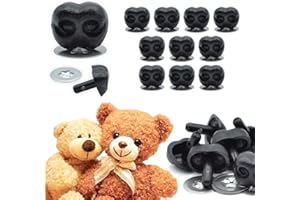 celloexpress 8mm x 6mm Black Animal/Dog Noses with Metal Backs - Teddy Bear & Soft Toy Making Detailed Noses - Pack of 10