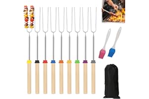 lafo 9 sztuk teleskopowych szaszłyków do grilla i marshmallow, wysuwane 30,5 – 80,5 cm, stali nierdzewnej trwałe szpikulce do grillowania