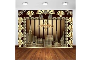 Avezano Le Grand Gatsby des années 1920 Toile de Fond Rugissant rétro des années 1920 fête Joyeux Anniversaire Mariage décoration Photos Toile de Fond photomaton Accessoires de Studio (2,1x1,5m)