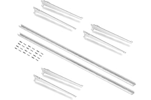 Emuca - Perfiles de fijación a pared y soportes para estante Jagmet, 280, Pintado blanco, Acero