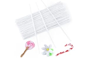 GCQQ 100Pcs White Pipe Cleaners, 6mm*30cm Chenilles Stems Pipe, Chenille Crafts Pipecleaners for DIY & Cleaning