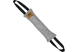EQ K9 EXTRA QUALITY K9 TRAINING EQ K9 Leather Dog Tug Toy for Dog Training - Super Durable Bite Tug with 2 Handles for Tug of War, Agility, Police, K9 Training, IGP, Schutzhund - Ideal Dog Toy for Small to Large Dogs