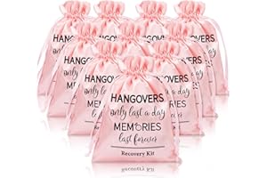 ANYDESIGN 10Pcs Wedding Hangover Kit Bags Pink Bachelorette Party Favor Hangover Kit Bags Large Drawstring Gift Wrap Bags Survival Recovery Kit Bags for Wedding Bridal Shower Party Favors, 6 x 8 Inch