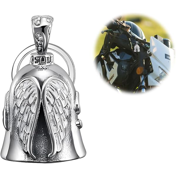 BigCheer Biker Guardian Bell Sonnette de moto – Porte-clés en acier inoxydable antirouille porte-bonheur pour motos et vélos – Cloche de protection pour des visites sûres et élégantes
