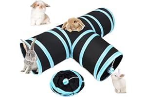 HYLYUN Faltbarer Kaninchentunnel 3-Wege Kaninchenversteck Kleintieraktivitätstunnel Spielzeug für Zwergkaninchen Kaninchen Meerschweinchen Katzen