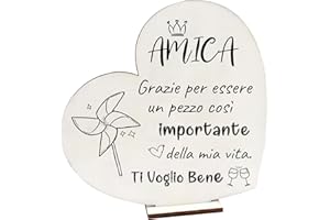 Kabulae Regalo Migliore Amica,Idee Regali Natale Amiche,Idee Regalo Amica Natale Compleanno Regali Originali per Amiche Ornamento in Legno a Forma Di Cuore