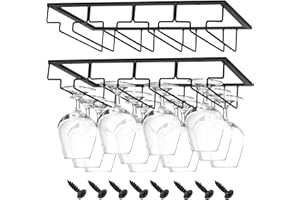 JMIATRY 2 Piezas Cuelga Copas, Colgador Copas, Soporte para Copas de Vino 4 Filas para bar, cocina, color negro - 41 x 23,5 x 6 cm