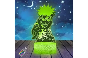 HUGOODCO Veilleuse 3D Anime Jouets, lampe à illusion LED avec 16 couleurs changeantes, lampe de table décorative cadeaux de Noël d'anniversaire pour les enfants