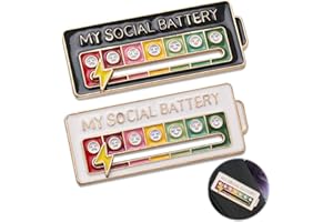 FAVSON 2Pcs Battery Mood Brooch, Mood Shift Social Badge, Emotion Manager, Sliding, Battery Energy Brooch, Personalized Creative Jewelry, Suitable for All Age Groups, Used to Express one's Emotions