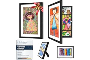 Ciscle Kids Art Frames, 2 Pack A4 Fillable Front Opening Photo Frames, Display Frames for Kids Artwork for 150 Pictures, Ideal for Children's Drawings, Kids Art Projects, School, Home or Office(Black)
