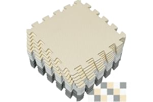 Yostrong® EVA Gomma Tappeto Gioco Bambini Per Puzzle | Tappetino Fitness Palestra, 18 Pezzi. Bianco, Beige, Grigio. YOC-AJLb18N