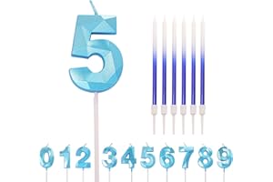 HONGCI Number Candle Blue 5 Candle 5th Birthday Candles for Cake, Happy Birthday Candles 5th Birthday Cake Candles Cake Topper for Kids Boys Birthday Wedding Company Anniversary Cake Decorations