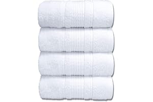 A & B TRADERS Pack Of 4 Hand Towels Egyptian Cotton Extra Soft Hotel Quality Luxury Miami Towels White