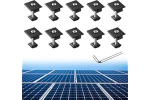 Anbte 10 Stück Mittelklemmen 30mm/35mm T-förmige Aluminiumlegierung Solarmodul Halterungen Kit inkl. 10pcs Schrauben M8*49mm Photovoltaik Solarpanel Montage Befestigungszubehör (Schwarz)