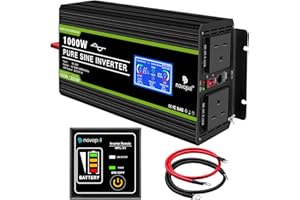 Novopal 1000W Pure Sine Wave Inverter 24V to 230V 240V Car Converter Power Inverter with LCD Display 2AC Outlets And Usb Port-Remote Control for motorhomes,Truck,Boat,camping,household,Van