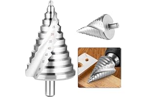 JIZZU Foret Fraise Meche Etage Ø 6-60mm, Triangle Conique Titane Fraise Etage Metal, Tige Hexagone, Parfait pour Visseuse sur Métal Acier, Bois, Laiton, Aluminium, Plastique