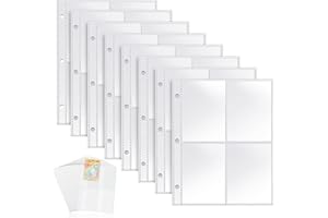 PURETÉAVHOM Sammelkarten Hüllen 400 Pockets Leere Pokemon Hüllen Photocard Sleeves 50 Seiten Doppelseitiges Sammelalbum Transparent Karten Folien Trading Einzeln für 3 Löcher Ringbüchern zum Sammeln und Tauschen