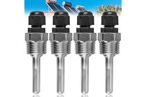 GOMETY 4 Stück 304 Edelstahl Tauchhülse Thermowell, Tauchhülsen für Temperaturfühler, G1/2 Zoll Gewinde für Temperatursensor, Tauchschutzrohre für Thermoelemente, Schutzrohr für Temperaturfühler (50mm)