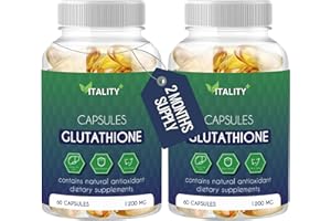 SUNSHYNE 2 Pack Glutathione Reduced 1200mg | 2 Month's Supply | High Strength Supplement Natural Antioxidant 120 Softgel Capsules | L-Glutathione Delays Aging, Boosts Immunity, Protects The Liver