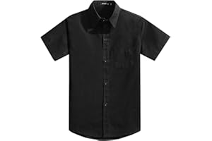 Spring&Gege Chicos Uniforme Manga Corta Abotonar Camisa para Niño (3-14Años)