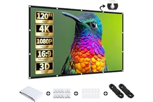 AURZEN Leinwand Beamer 120 Zoll, 3m Groß Beamer Leinwand, 4K HD | Knitterfrei | 16:9 verdickter Projektor Screen für Outdoor Heimkino Garten Terrasse Camp (Easy Aufhängend)