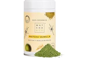 Matcha & CO | Té Matcha Original con Vainilla (80g) | Té Verde en Polvo Japonés Sabor Vainilla | Sin Edulcorantes, Azúcares ni GMO
