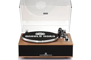 ANGELS HORN Platine Vinyle Tourne Disque Vinyle Bluetooth HiFi avec Haut-parleurs Préamplificateur Phono intégré 33/45 TR/Min et Micro AT-3600L