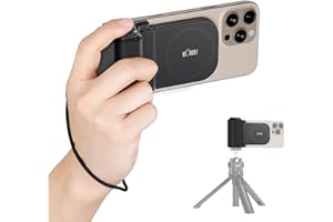 KIWIFOTOS Magnetischer Smartphone-Griff-Halter, Smartphone-Kameragriff mit Abnehmbarer kabelloser Kamera-Fernbedienung, Stativhalterung mit kaltem Schuh für iPhone Android Shooting (Schwarz)