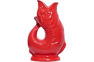 The original Gluggle Jug – roter Glug-Krug in XL, 28 cm, 1,4 l, Krug in Fischform, dekorativer Glug-Krug, Cocktail-, Wein- und Gin-Krug, Dekanter oder Vase, handgefertigt in Großbritannien