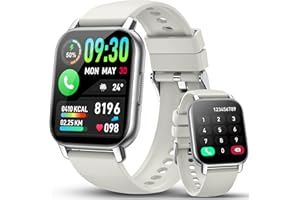 WeurGhy Montre Connectée Homme Femme avec Appel Bluetooth, 1.85" HD Smartwatch, 112 Modes Sportifs, Montre Connectee Sport Etanche IP68 avec Cardiofrequencemetre/Moniteur de Sommeil/Podometre, Blanc