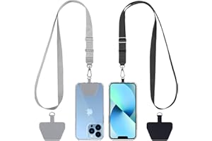 CACOE Cadena Universal para teléfono móvil, 2 Unidades, 2 Cadenas Ajustables, 2 Parches duraderos, cordón para teléfono móvil, Compatible con la mayoría de los smartphones