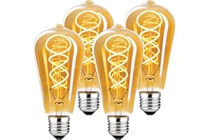 BNITITU Żarówka LED vintage E27, ściemnialna żarówka vintage E27 4W ST64 E27 LED, żarówka E27 vintage Edison LED E27 idealna do oświetlenia nostalgicznego i retro - bursztynowa - 4 sztuki（ST64 HPS）