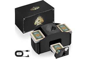HJCMikee Mélangeur de cartes électrique automatique pour cartes de poker standard de taille 1 à 2 jeux et cartes de pont, pour soirée de jeu en famille ou casino pour cartes UNO Skip Bo Phase 10, etc.