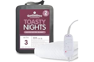 Slumberdown Toasty Nights Electric Blanket Double - Quilted, Warm & Energy-Efficient Heated Blanket with 3 Heat Settings | BEAB-Approved, Washable & Easy-Fit Straps (150 x 120cm)