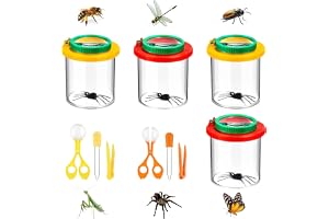 Förpackning med 10 koppar förstoringsglas, bägare insekter observationslåda, förstoringsglas insektsobjekt med pincetter och fångare, insektsglas med förstoringsglas barn för utomhus vetenskap natur