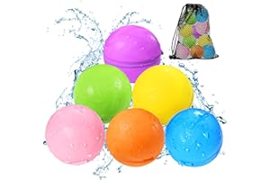 TLITLIMOM Reusable Water Balloons, Silicone Water Splash Ball with Mesh Bag, Quick Self-Sealing Water Bomb for Kids Adults Outdoor Activities Water Games Toy Outside Summer Fun Party Supplies 4 Pack (6pack)