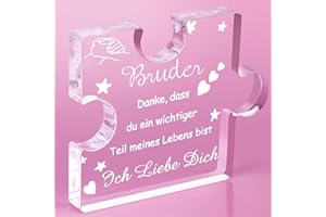 RISFIHEI Bester Bruder Geschenk, Großer Bruder Geschenk, Geschenkideen für Den Bruder, Gravierte Acryl Block Puzzle, Geschenk Bruder Geburtstag