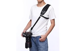 Nicama CS1 Rapid Action Camera épaule cou Sangle avec clip à dégagement rapide et en néoprène/cuir vintage Coussinet d'épaule pour Canon EOS Nikon Sony Olympus Pentax et Panasonic DSLR