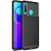 Elfia Huawei P30 Lite ile Uyumlu Kılıf Silikon Karbon İnce Esnek Lens Korumalı Tarz Mat Parmak İzi Bırakmayan Kapak Negro Siy