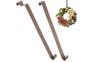 com-four® 2x ganchos para puerta de acero inoxidable - Ganchos de 26 cm para coronas y decoración de puertas - Perchas para puertas interiores y exteriores - Ganchos para colgar abrigos