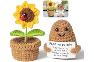 LGWJHCY Girasole a Maglia e Mini Patate, Patate Positive a Maglia con Biglietti Positivi, Mini Positive Potato con Carta Ispiratrice, Bambini Ragazze Regalo Compleanno Decorazione Festa