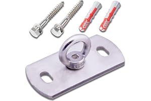 Toldoro® Fixation Plafond en Acier Inoxydable avec Chevilles & vis/Crochet Mural a Visser jusqu'à 400 kg/Crochet Plafond pour Fauteuil Suspendu, Voile Solaire, balancoire d'amour, Sac de Frappe
