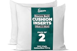 EGYPTO Pack of 2 Cushion Inserts 45cm x 45cm – Soft & Plump Cushion Inserts 18 x 18 Inches – Hypoallergenic Cushion Inner – Bounce Back Cushion Pads for Sofa & Couches (Pack of 2-18" x 18")